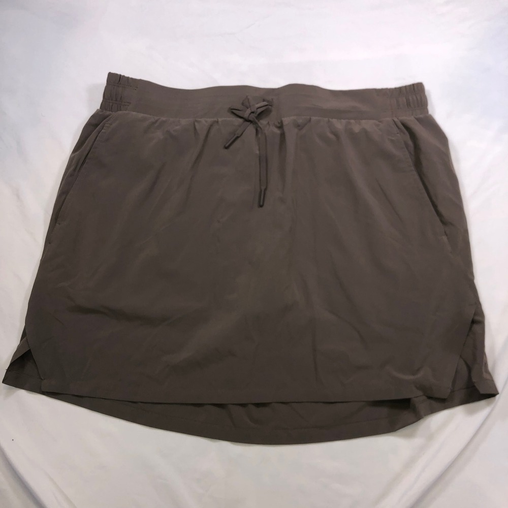 All in Motion Brown Athletic Skort Large Elastic Waist Drawstring Pockets
